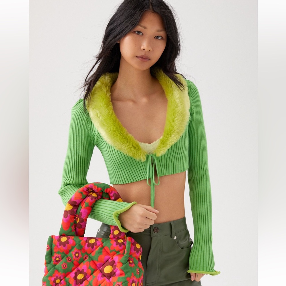 NWT UO Izzy Faux Fur Cropped Cardigan